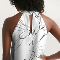B&W Floral - Halter Dress