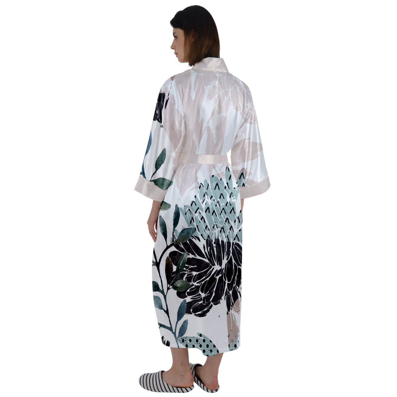 Floral Aquarelle - Satin Robe (Long)