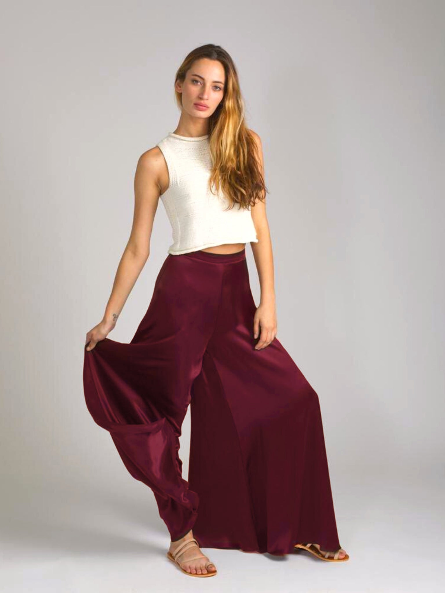 Antonelli satin-finish palazzo pants - Pink