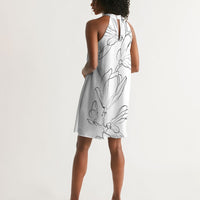 B&W Floral - Halter Dress