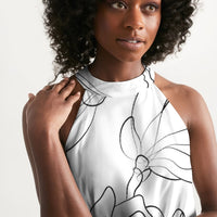 B&W Floral - Halter Dress
