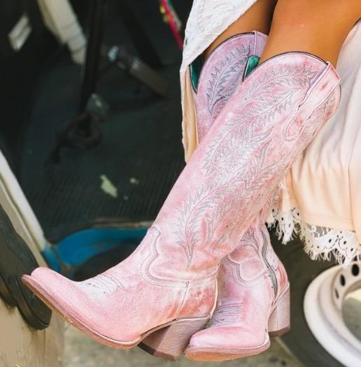 Pink Pleather Cowboy Boots