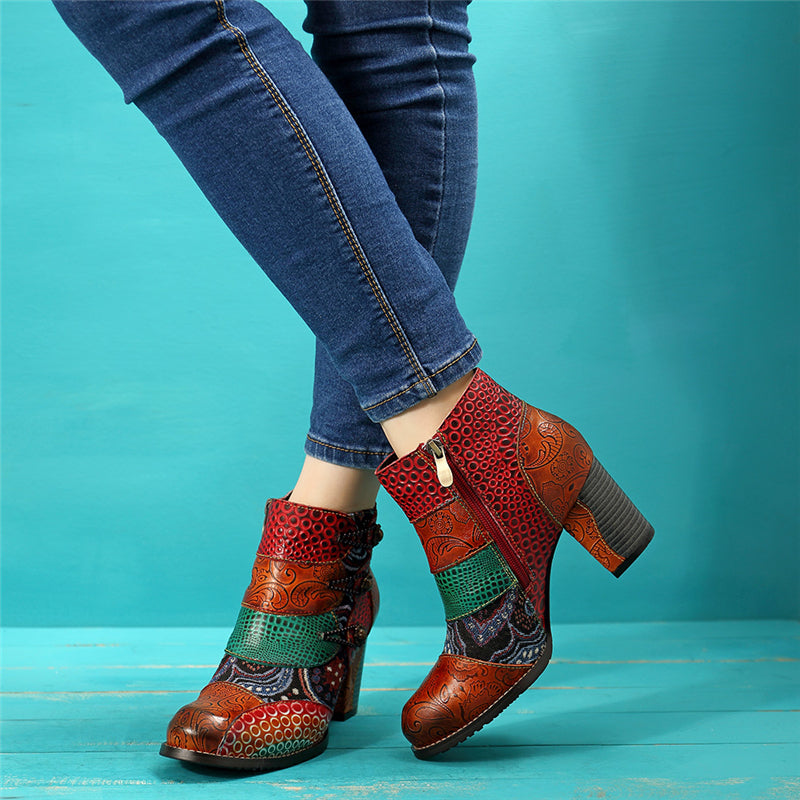 Socofy Vintage Ankle Boots