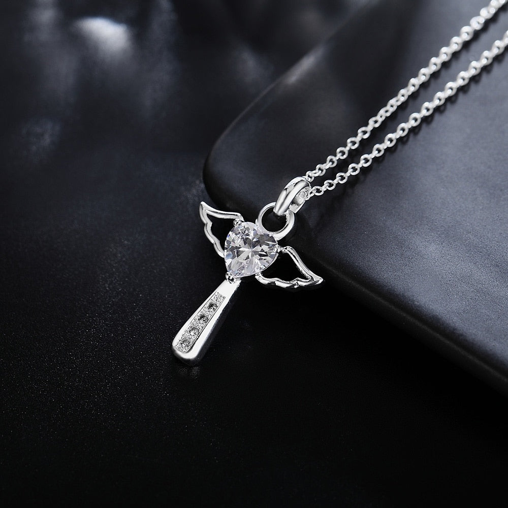 Angel Cross Necklace (Sterling .925)
